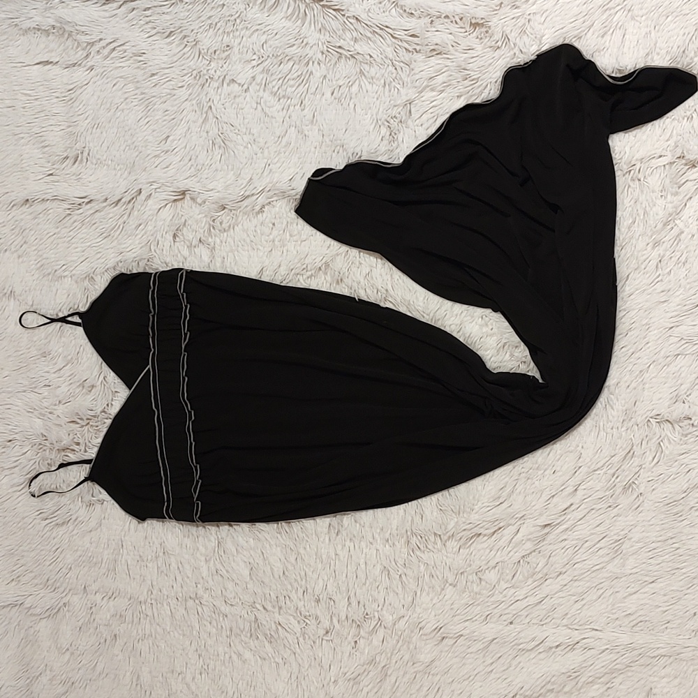Max Studio Stretch Maxi Dress Black White Ruffle Detail *Flaw, Please Read* XS